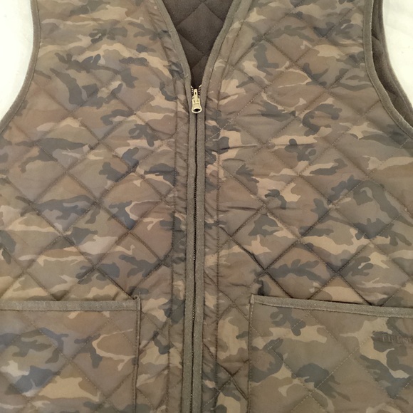 Field and Stream Mens Large Brown Camo Quilted reversible zipper vest. Outdoors - Picture 12 of 12
